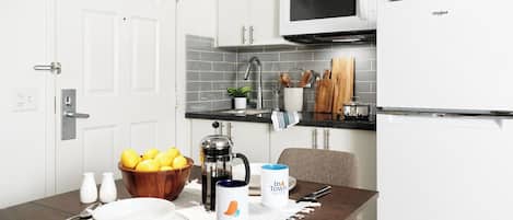 Fridge, microwave, stovetop, freezer