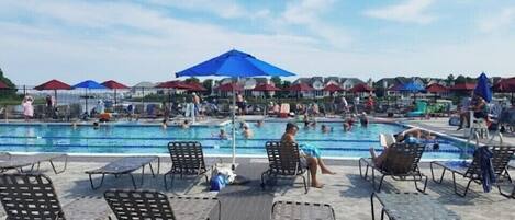 Una piscina techada, una piscina al aire libre