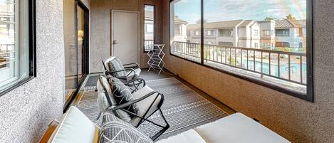 Vue depuis lâhĂ©bergement