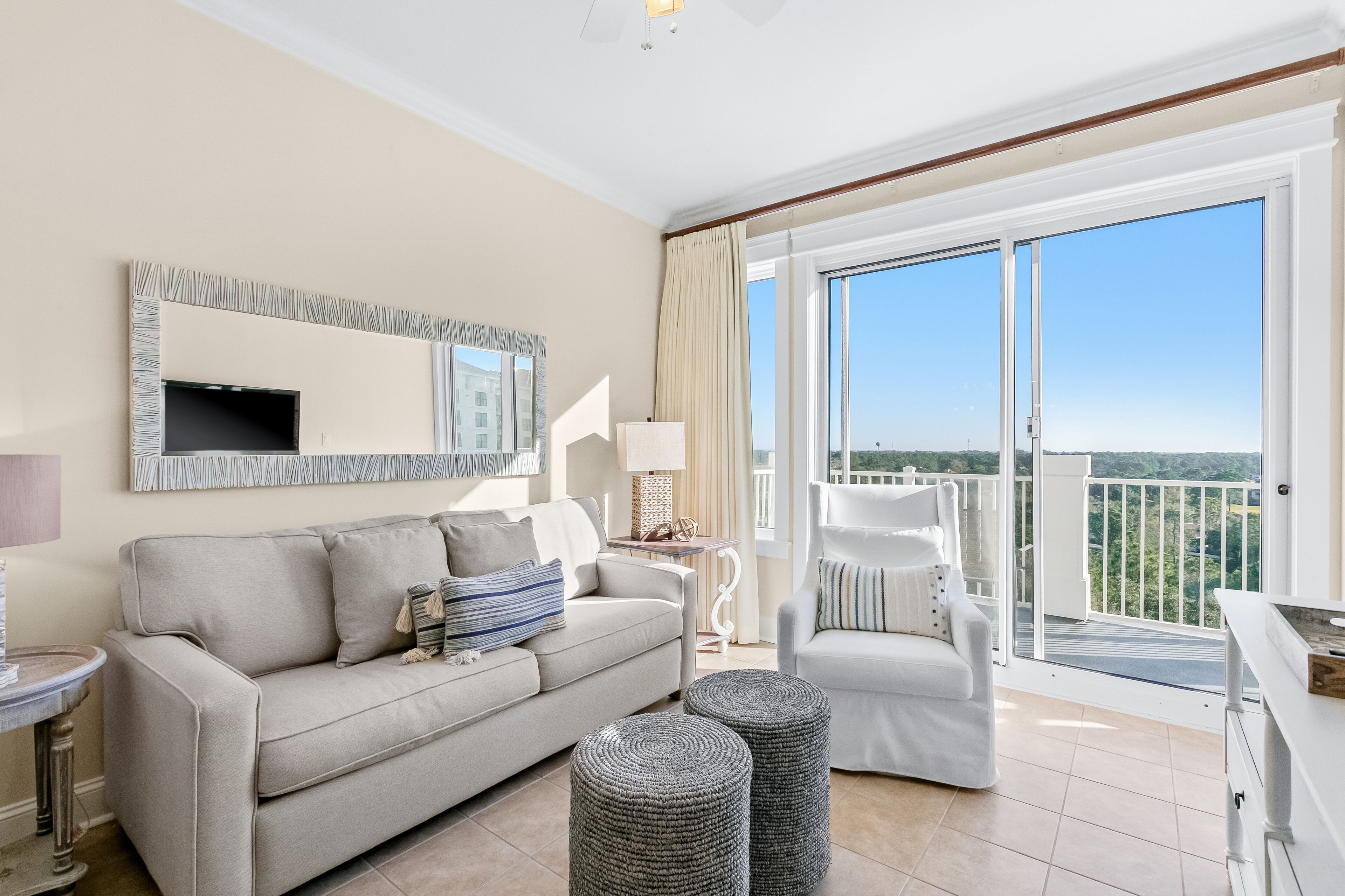 Chic eighth-floor condo with pool, hot tub, sauna & private W/D