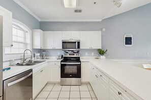 Fridge, microwave, oven, stovetop - Spacious condo with pool, fast WiFi, washer/dryer & central AC (Myrtle Beach)