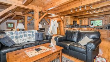 Smart TV, chimenea y estéreo