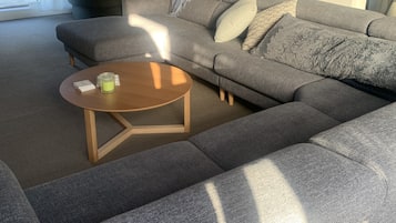 Smart TV, fireplace, Netflix, books