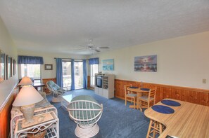 TV, DVD player, stereo