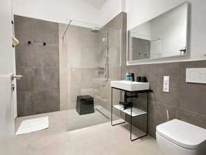 Dusche, Haartrockner, Handtücher