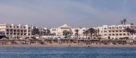 Private beach, sun loungers, beach umbrellas, beach towels