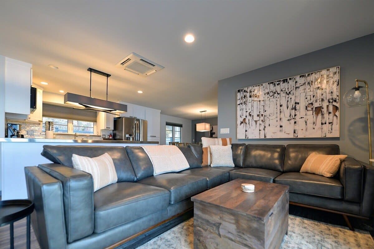 Télévision, cheminée, espaces bureaux