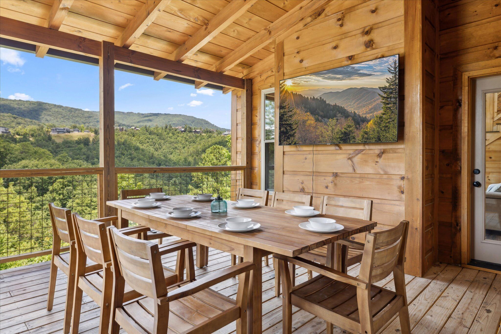 Enjoy a dinner from the BBQ grill on the patio while taking in the breathtaking mountain views | Big Pine Chalet | Sevierville, TN