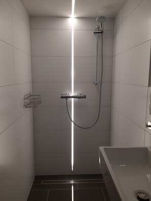 Douche, sèche-cheveux, serviettes fournies, papier toilette