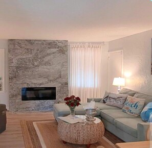 Smart TV, fireplace, video games, books