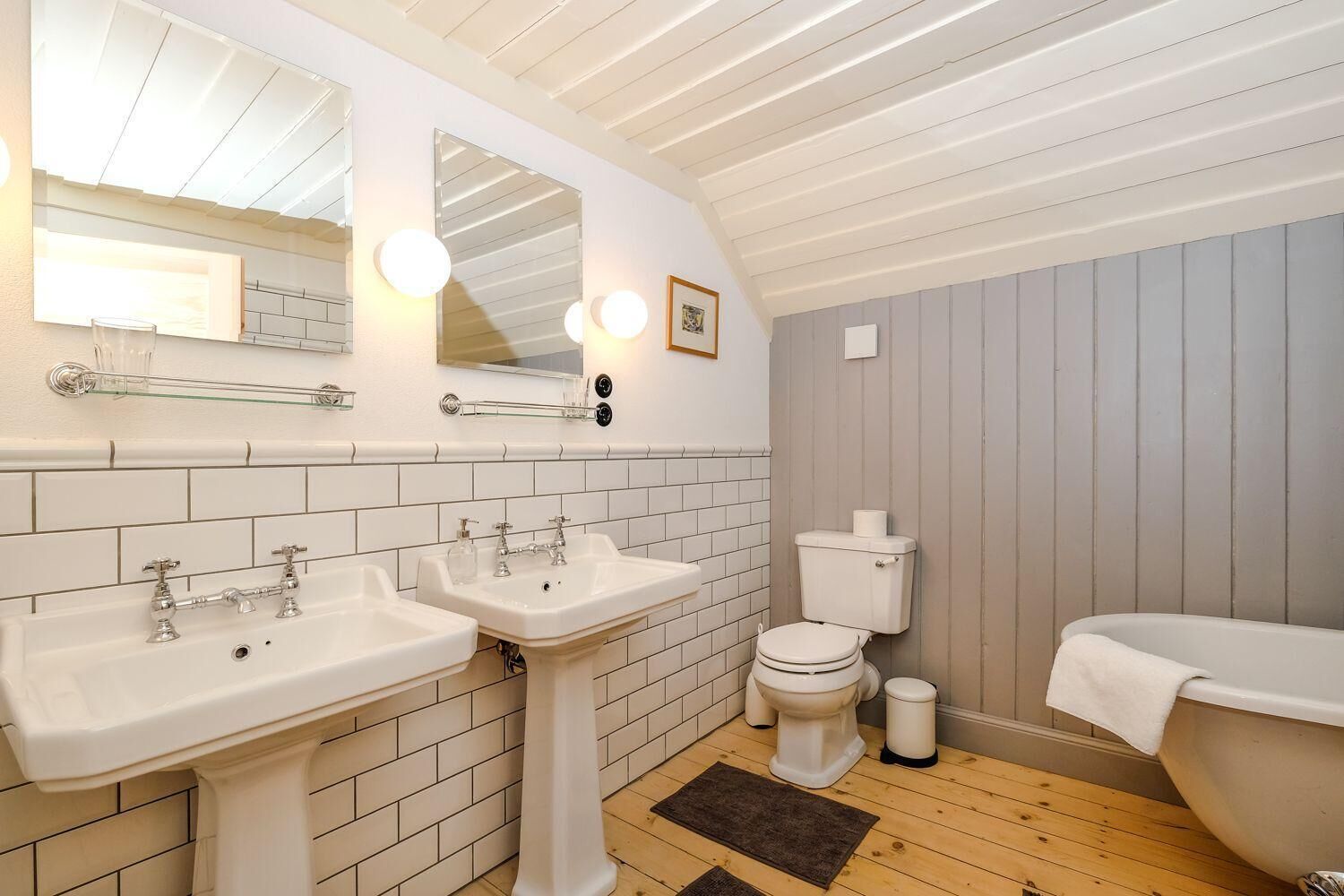 Bathtub, hair dryer, toilet paper
