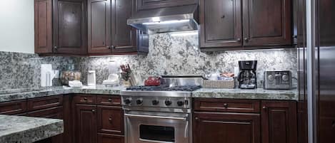 Fridge, microwave, oven, dishwasher
