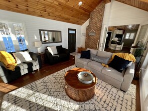 Smart TV, fireplace, video games, books