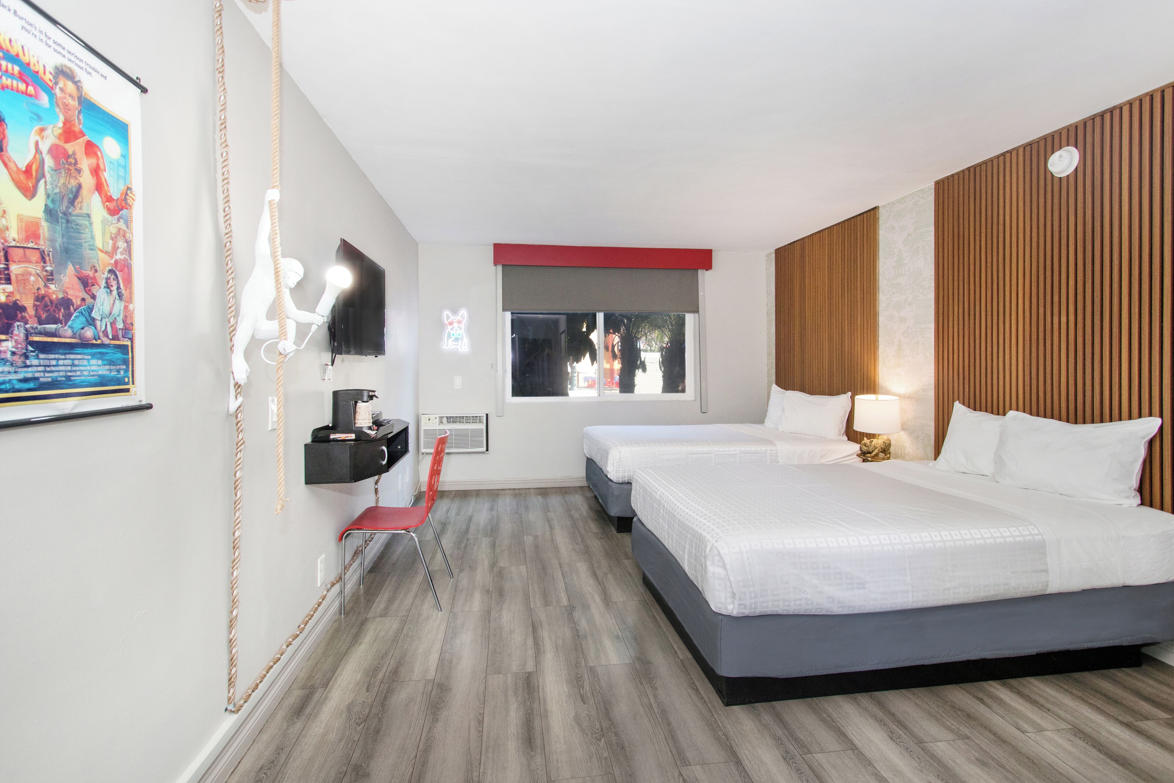 Basic Room, 2 Double Beds | Desk, laptop workspace, blackout curtains, iron/ironing board