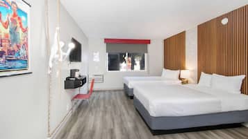 Basic Room, 2 Double Beds | Desk, laptop workspace, blackout curtains, iron/ironing board