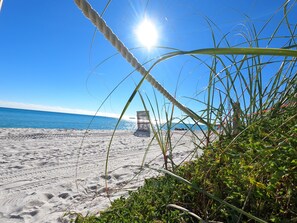 A beach with a clear sky, a rope, and a structure in the distance. - Amazing ocean view studio 14 floor. Free valet parking. (Miami)