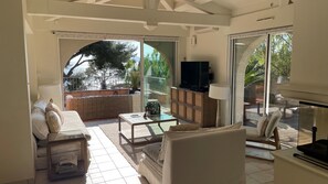 TV, fireplace