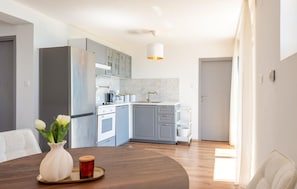 Fridge, oven, stovetop, dishwasher