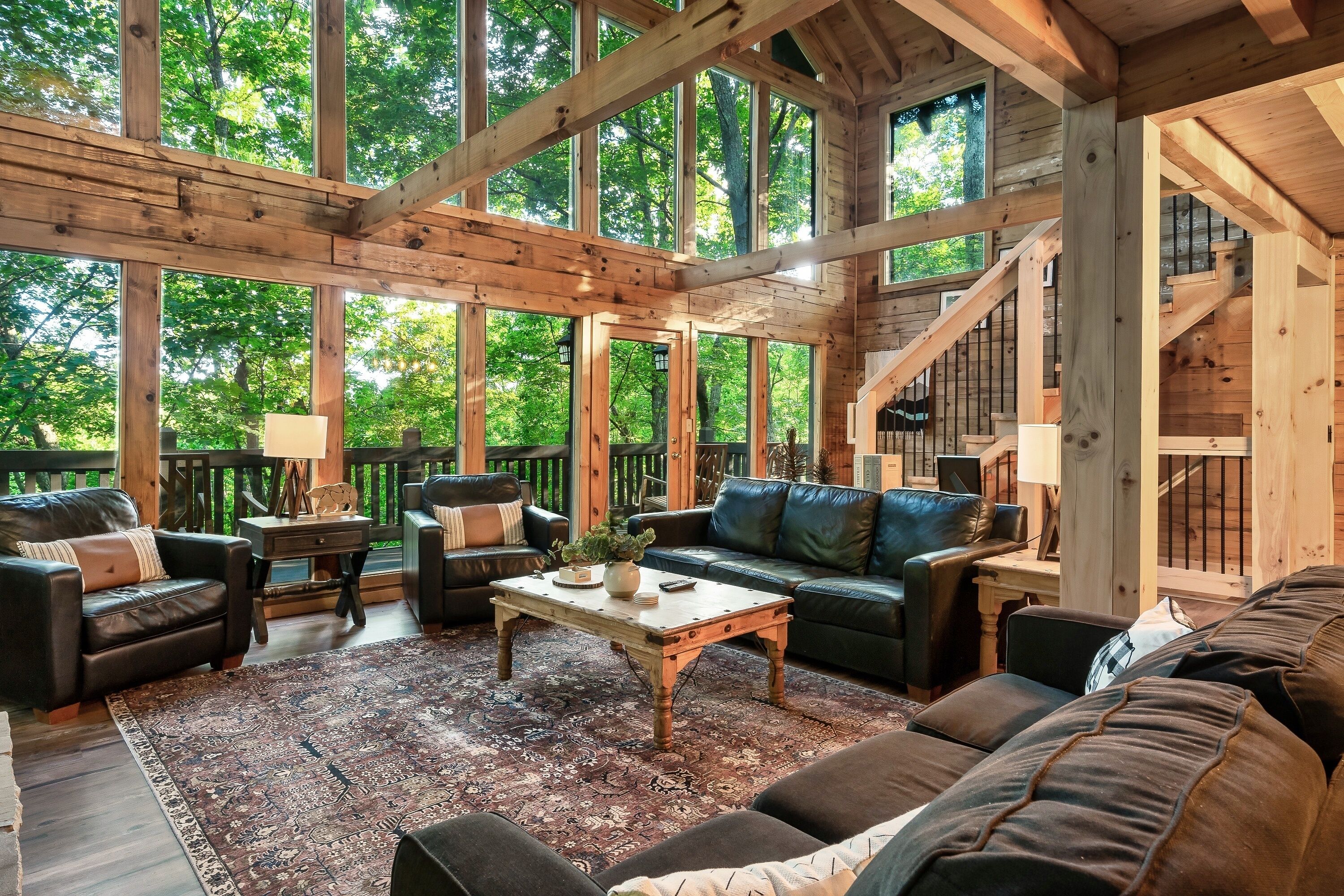 Smart TV, fireplace, foosball