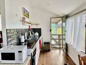 Fridge, microwave, oven, electric kettle