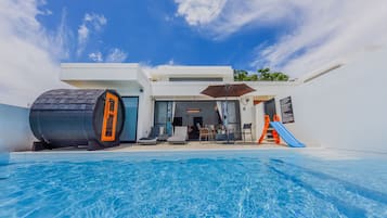 Executive Villa, 3 Bedrooms, Private Pool, Pool View | 3 bedrooms, down comforters, individually decorated