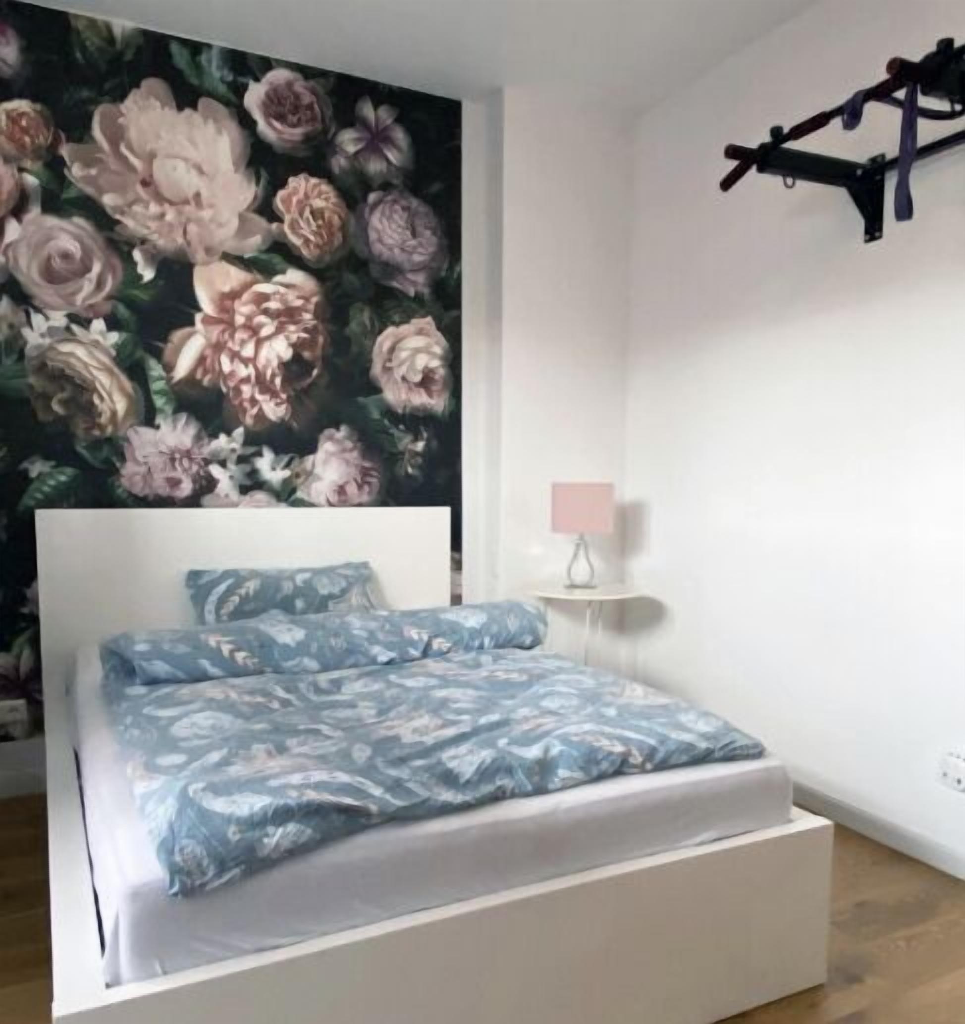 1 bedroom, desk, iron/ironing board, travel crib