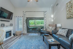 TV, fireplace, DVD player