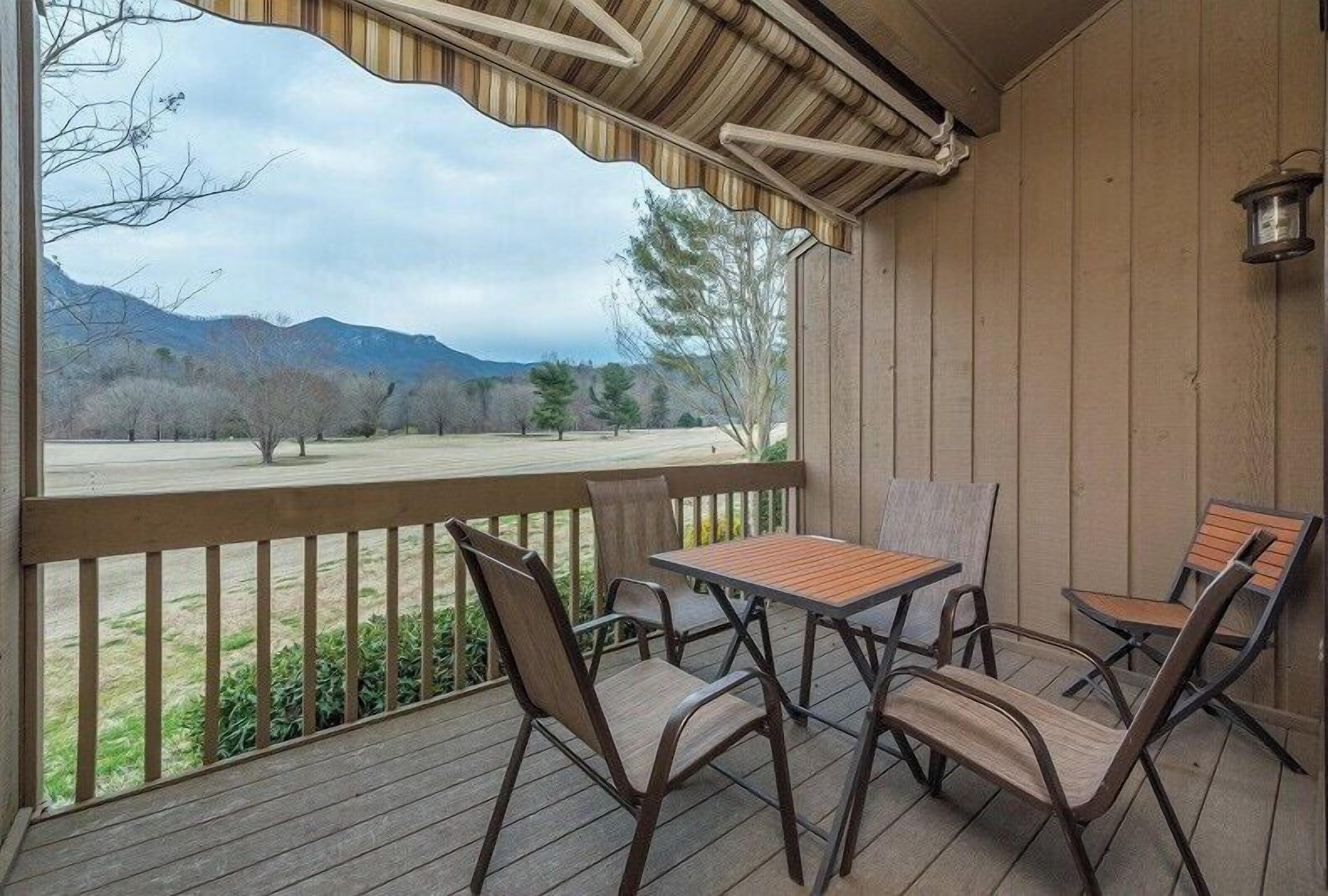 Balcony with awning creating the perfect hideaway.