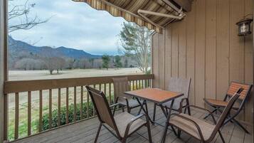 Balcony with awning creating the perfect hideaway.