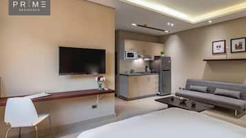 Studio | Een minibar, een kluis op de kamer, een bureau, gratis wifi