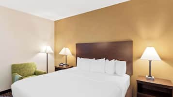 Desk, laptop workspace, blackout curtains, iron/ironing board