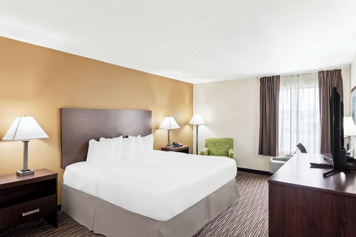 Standard Room, 1 King Bed, Non Smoking, Refrigerator & Microwave | Desk, laptop workspace, blackout curtains, iron/ironing board