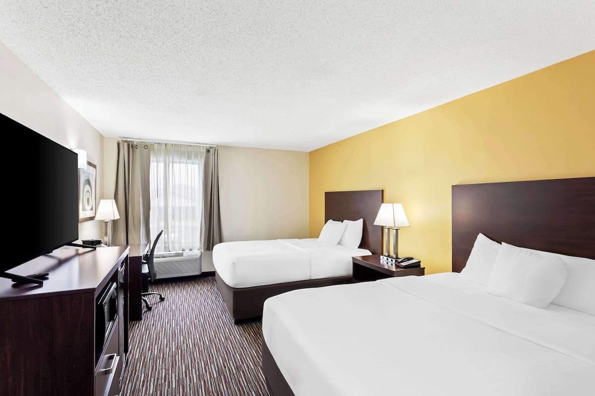 Standard Room, 2 Queen Beds, Non Smoking, Refrigerator & Microwave | Desk, laptop workspace, blackout curtains, iron/ironing board