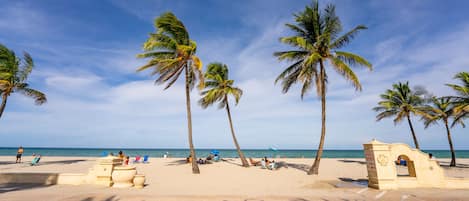 On the beach, white sand