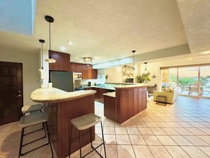 Fridge, microwave, oven, stovetop - Sky View Condo #1 @ Coral Sands, West Bay Beach (West Bay)