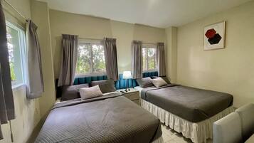 Premium bedding, down duvets, desk, blackout curtains