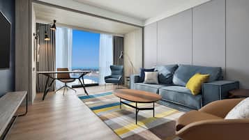 aloft, Junior Suite, 1 Bedroom, Harbor View | Living room | Flat-screen TV