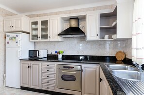 Fridge, microwave, oven, dishwasher