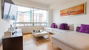 TV, books, stereo, offices