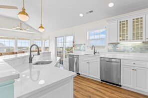 Fridge, microwave, oven, stovetop - Spacious home across from the beach with partial ocean views, pool, & pool table (Virginia Beach)