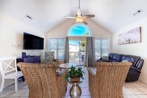 TV, DVD player, books