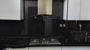 Fridge, microwave, stovetop, dishwasher