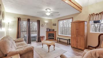 Smart TV, fireplace, DVD player