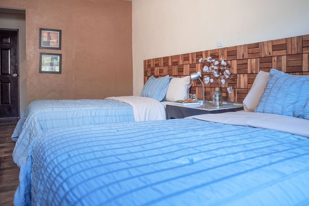 Comfort Double Room, 2 Double Beds | Free WiFi, bed sheets