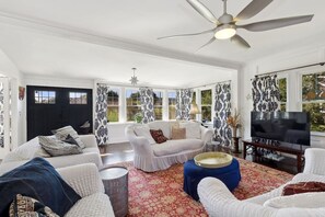 TV, fireplace, table tennis