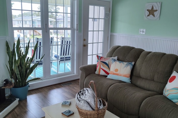 Upstairs Living Room with canal side porch