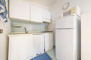 Réfrigérateur, micro-ondes, plaque de cuisson