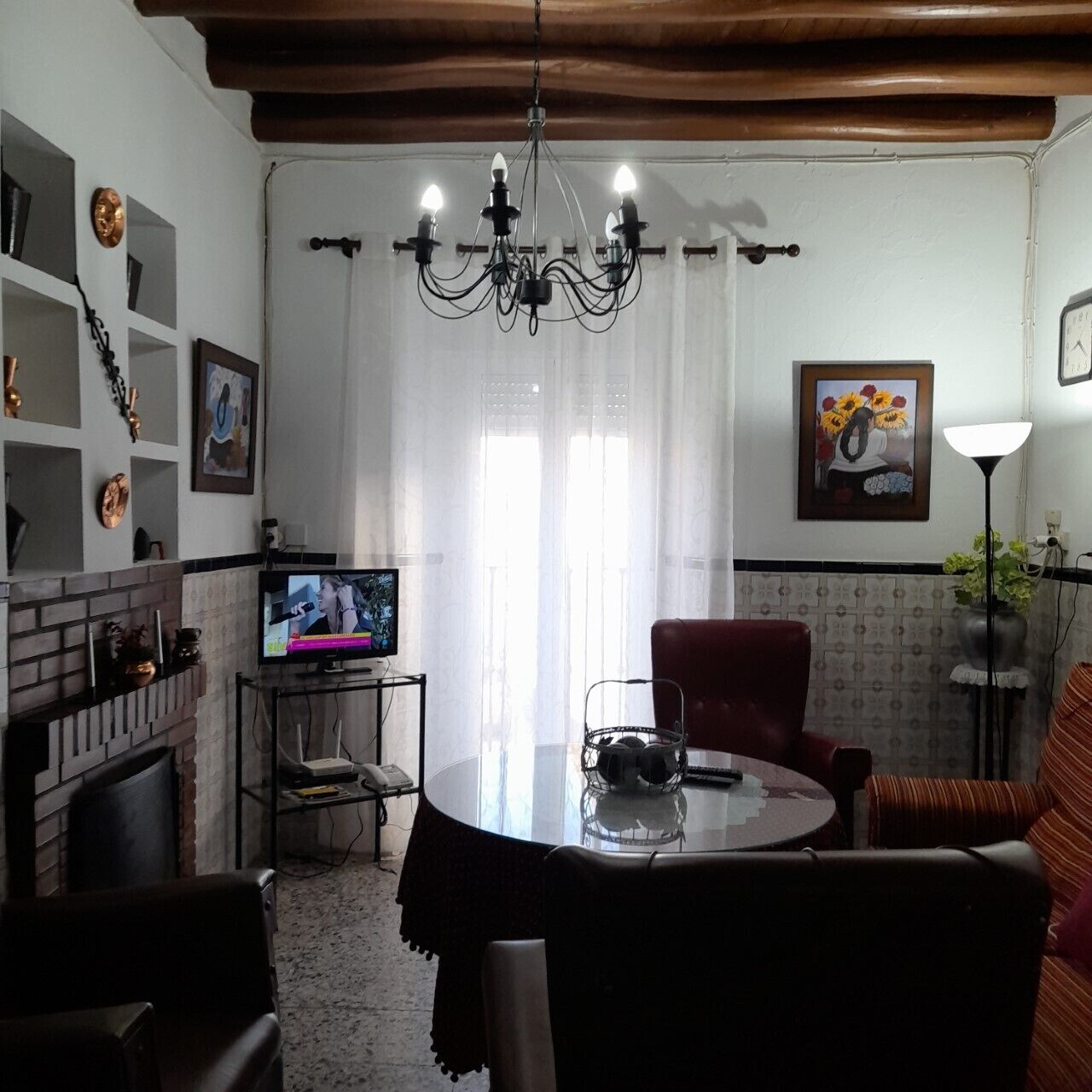 TV, fireplace, DVD player, stereo