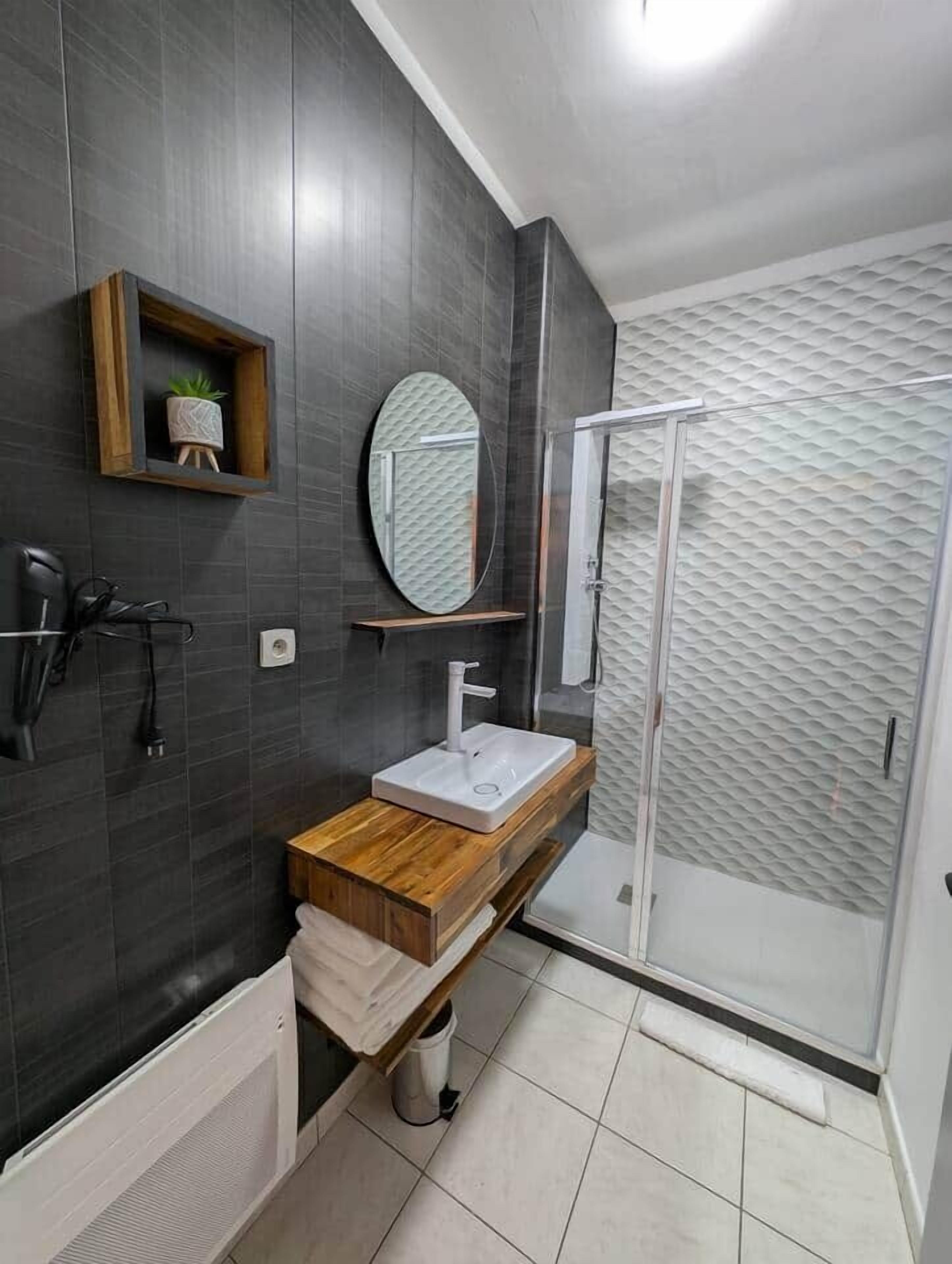 Shower, hair dryer