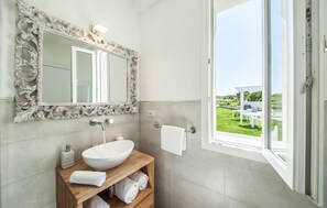 Bathtub, hair dryer, bidet, towels